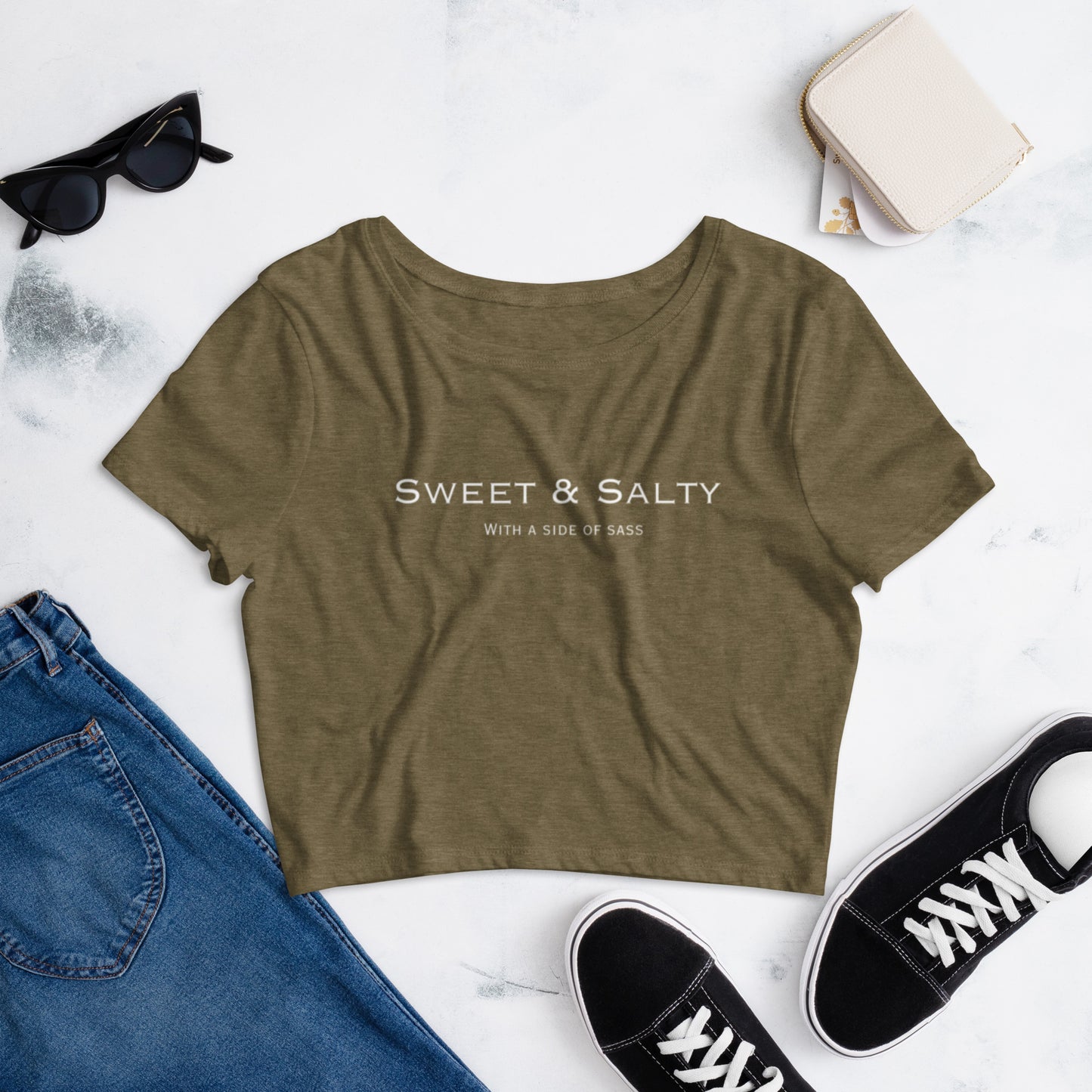 SWEET AND SALTY WITH A SIDE OF SASS Women’s Crop Tee